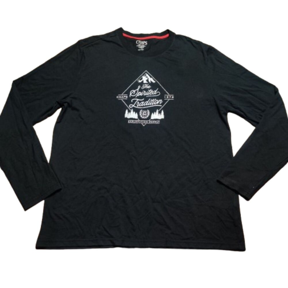 Chaps Est 1978 Spirited Tradition Long Sleeve Sleep Shirt Black Large